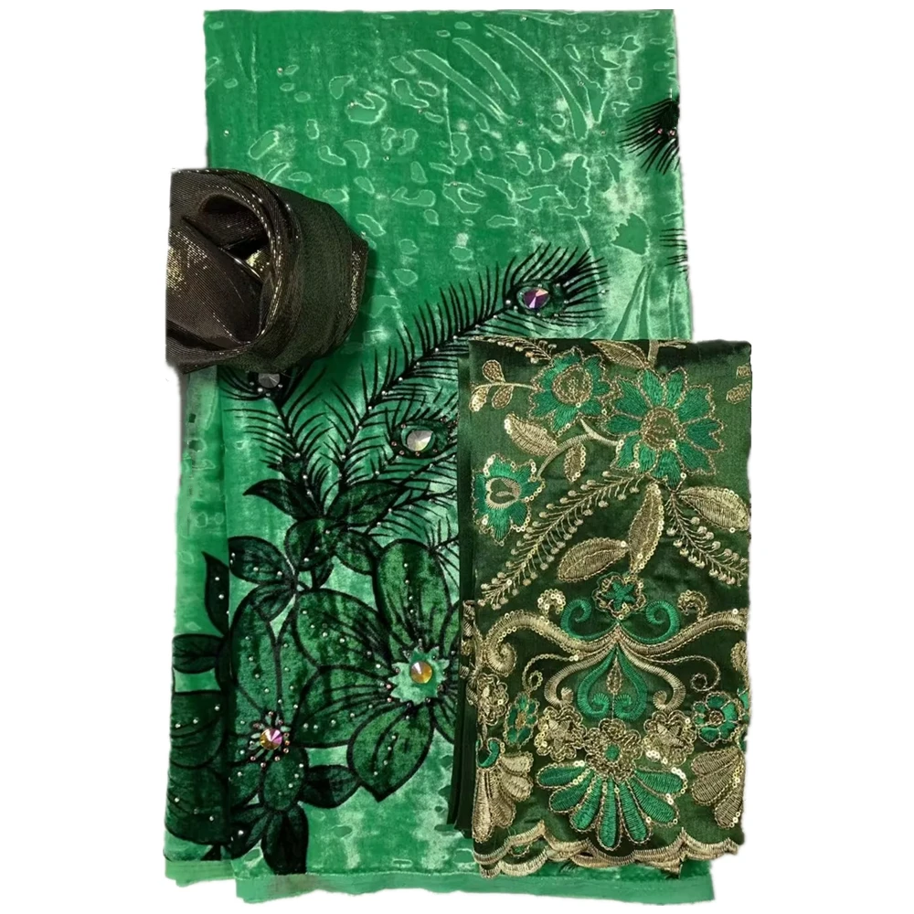 

Newest Green Tulle Mesh Embroidered Fabric With George Sequins Lace Mesh Laces Fabric For Bridal Dresses 2+3.65+2 Yards/set