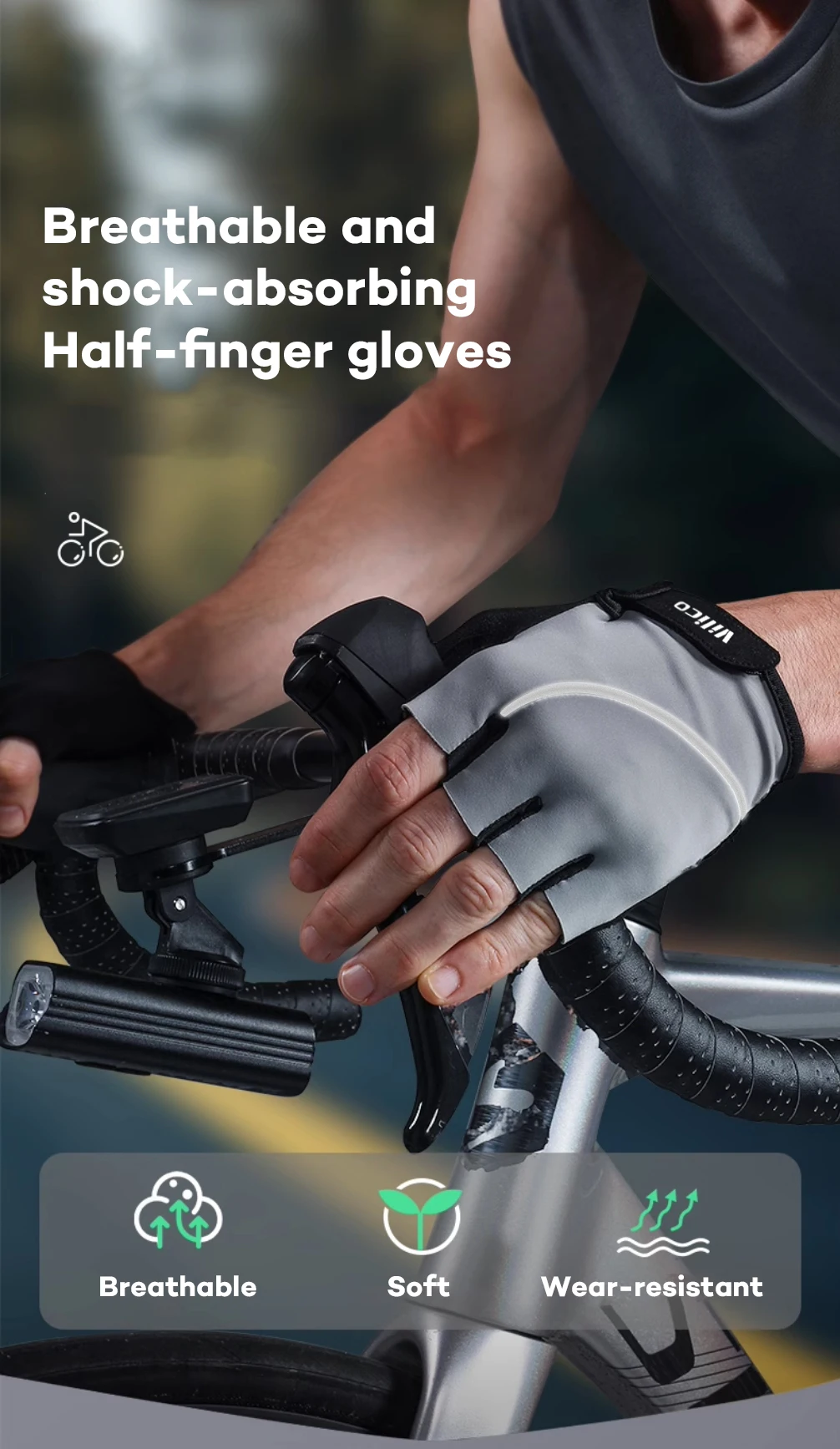1 Paar Vitalico Fahrradhandschuhe für Herren und Damen für Frühling und Herbst, Halbfingerhandschuhe für Outdoor-Radfahren, Fingerlinge – Detail 1