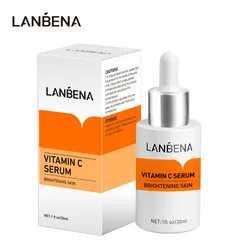 LANBENA Vitamin C Serum Brightening Skin Rejuvenating Whitening Fade Dark Spot Smooth Fine Lines Anti-Aging Face Essence 30ML