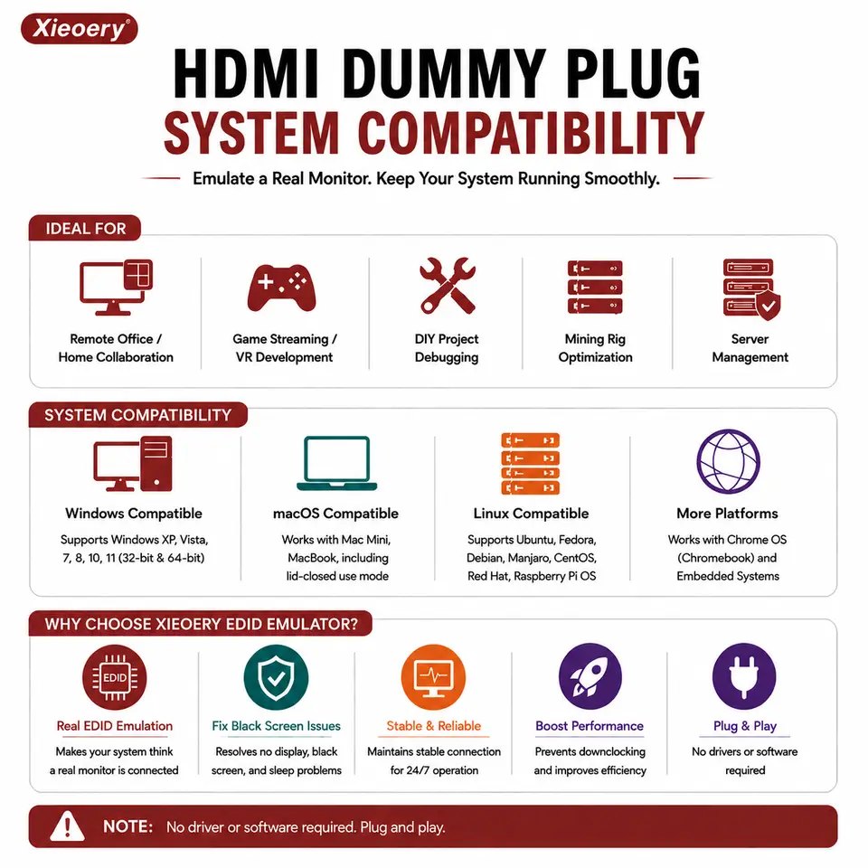 2K Headless HDMI Dummy Plug with HDR, 2560×1440 EDID Emulator,60–144Hz Virtual Display Adapter for Headless PCs & Remote Desktop image 6