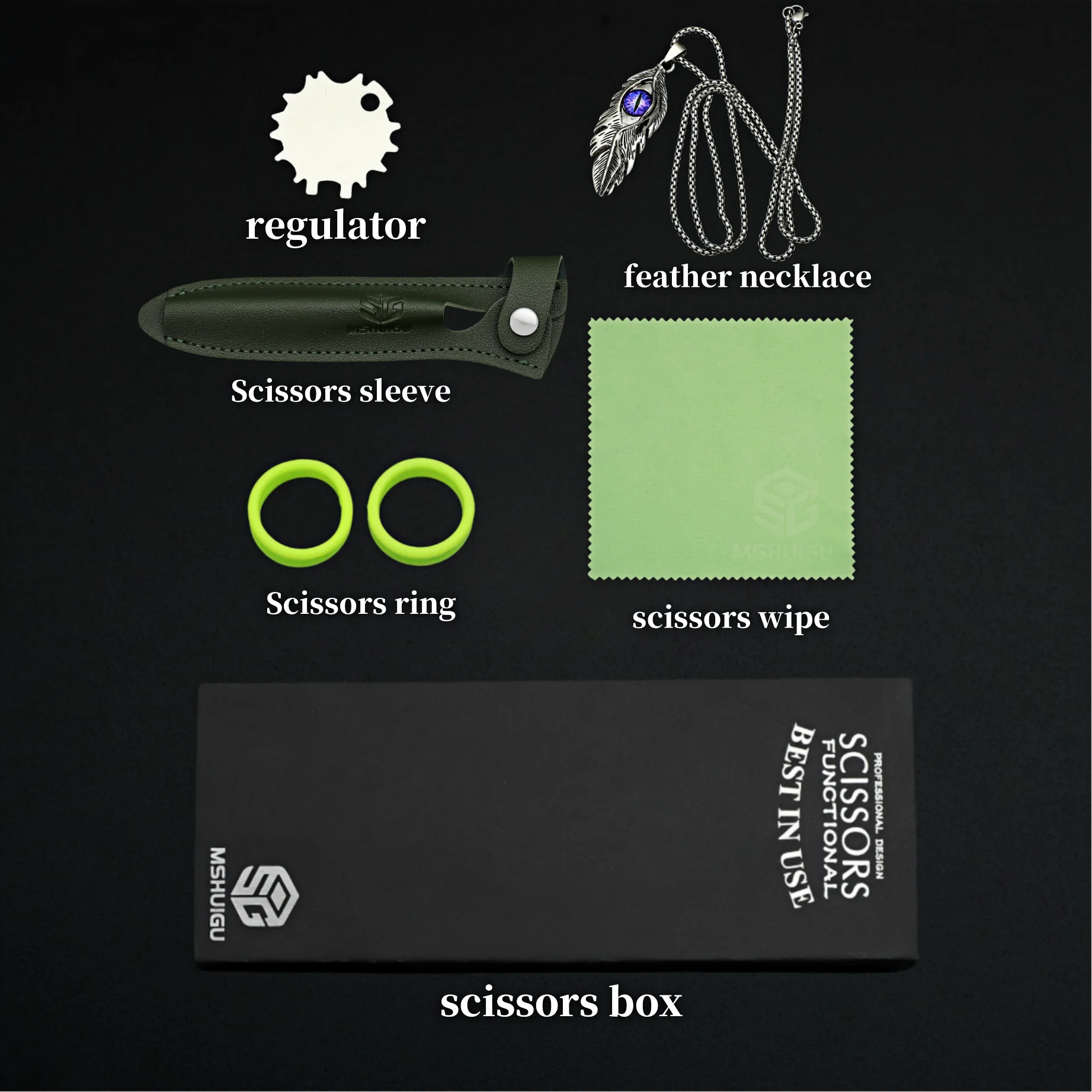 MSHUIGU VG10 전문가용 이발 가위 세트 7인치 다중 게이지 얇은 가위 두꺼운 머리카락 절단에 적합한 미용실 도구