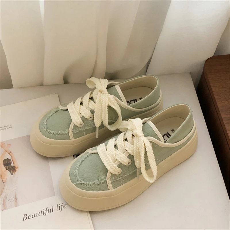 

Brand Ladies Luxury Canvas Sneakers Women Spring Autumn Casual Woman Flats Shoes Ladies Platform Lace Up Sneakers Fashion 2023