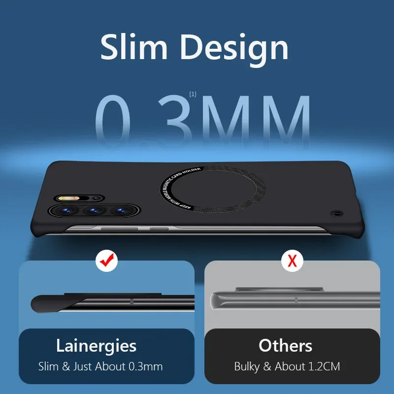 Luxury Frameless Magnetic Slim Case with Wireless Charging Compatibility