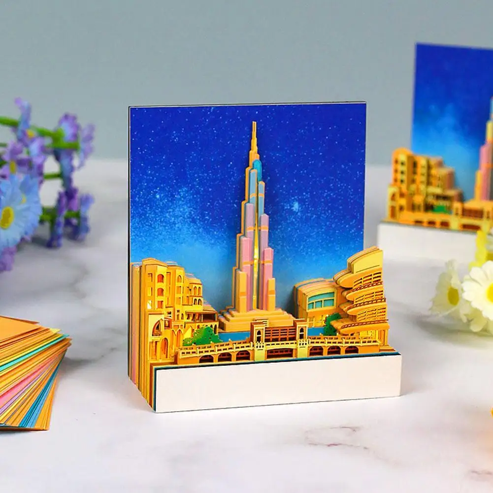 

Блок записей omoshiking 3D, блокнот, блокнот для записей, 3D бумажная карта с подсветкой Burj, блокнот в Дубае, блоки, блокноты, новогодние подарки на день рождения