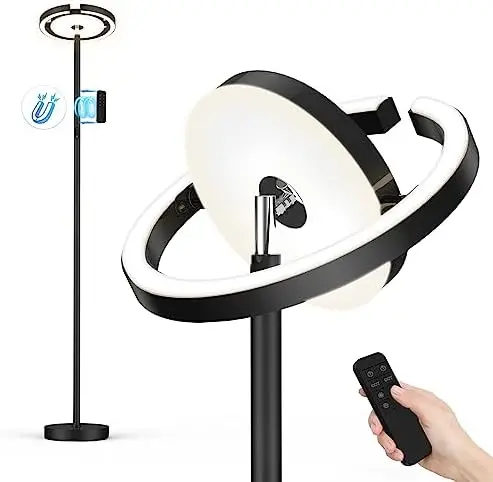 

Lamp, Sky Modern Bright Standing Lamp with Rotatable Outer Ring Light, 3 Color Temperature and Stepless Dimming, Remote/Touch In