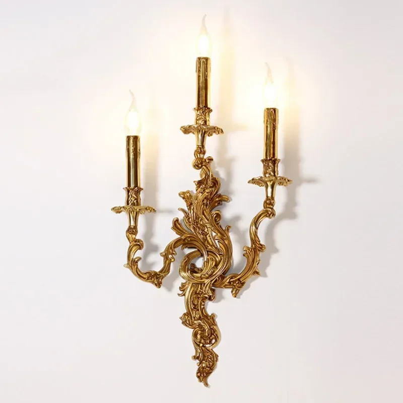 European Copper Wall Lamp Corridor American Retro Villa French Living Room Dining Room Bedroom Bedside Lamps led wall lamp wall sconces light wall lamp