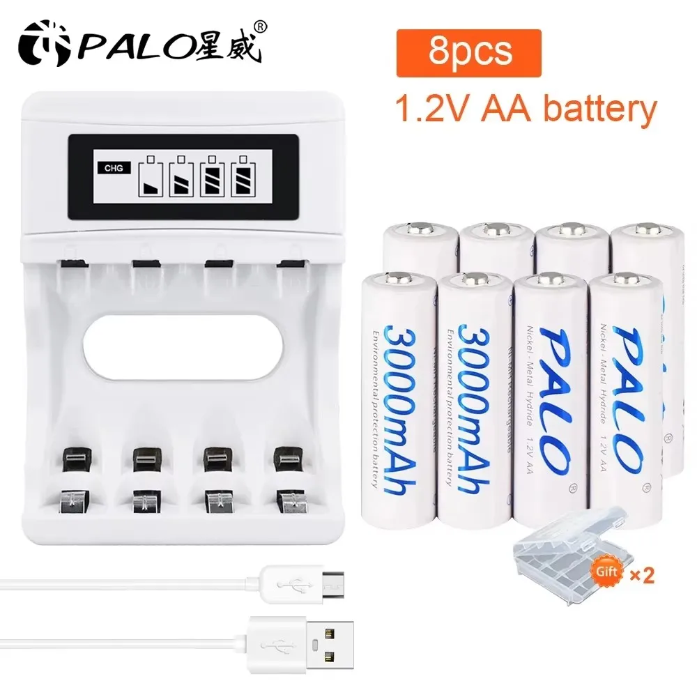 4-16pcs AA Rechargeable 1.2V 3000mAh NI-MH Nimh Ni Mh High Capacity Battery Camera Toy Car rechargeable nickel metal hydride batteries