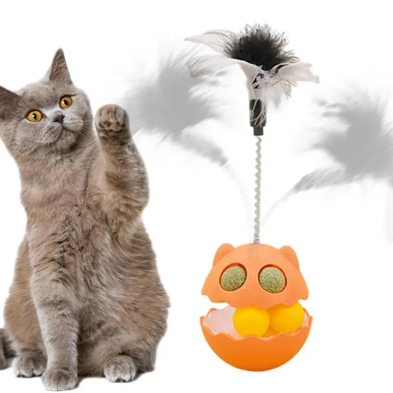 

Cat Ball Toy Exercise Interactive Teaser Cat Toys With Catnips Feather Cat Stick For Indoor Cats Kitten Play Exercise Tumblers