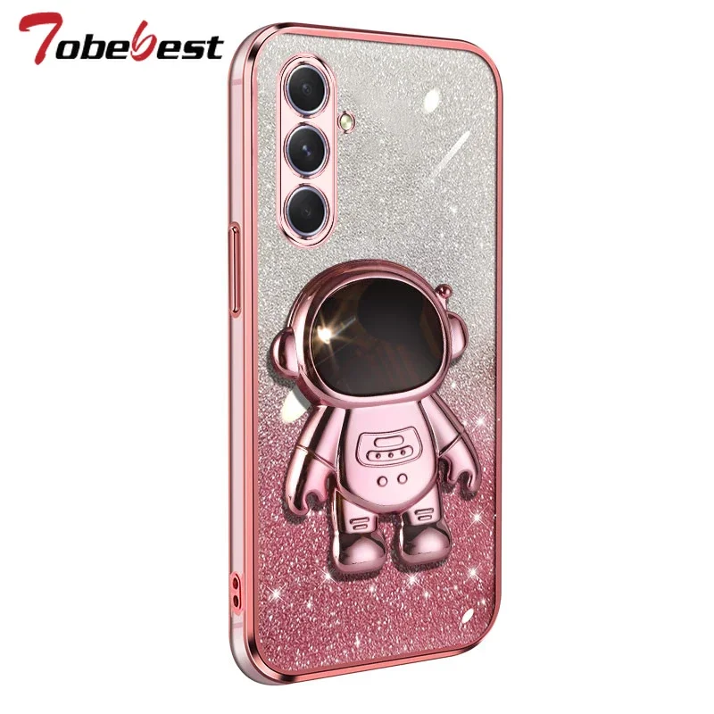 Glitter Astronaut Bracket Plating Phone Holder Case