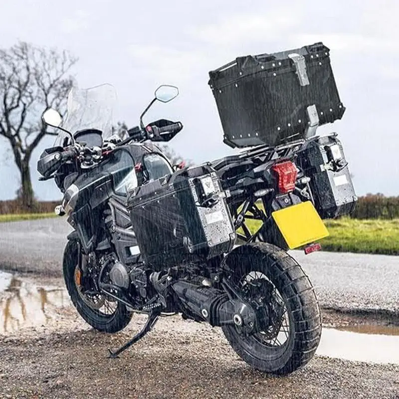 Large Motorcycle Trunk 45L Aluminum Motorcycle Trunk Box For Travel Universal Motorcycle Tail Box Reusable Trunk Tour Storage