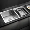 Stainless Steel Double Sink Wash Dishes With Drainer Deep Hidden Sink Bathroom Kitchen Accessories Household Items 1