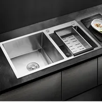 Stainless Steel Double Sink Wash Dishes With Drainer Deep Hidden Sink Bathroom Kitchen Accessories Household Items 1