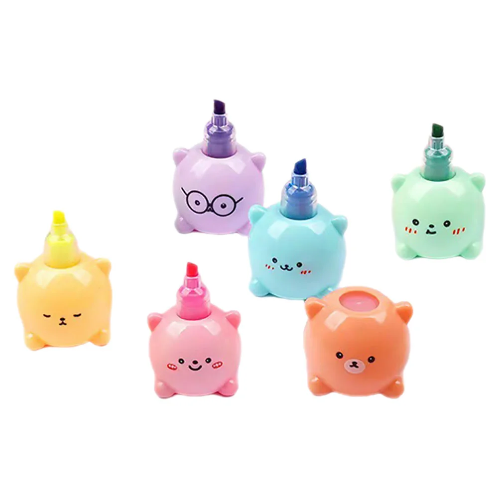Kawaii Highlighter School Scrapbook Marker Bear Small Pen Pastel Highlighters Plastic Bookmarks