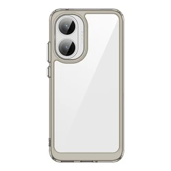 Clear Hard PC Back + Soft TPU Bumper with Camera Lens Protection - Transparent Cover Case for Redmi Turbo 4 Pro (Grey)