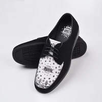 America Popping Trend Cowhide Top Layer Color Blocking Shoe Korea Pop Square Head Rubber Bottom Genuine Leather Hip Hop Shoes 1