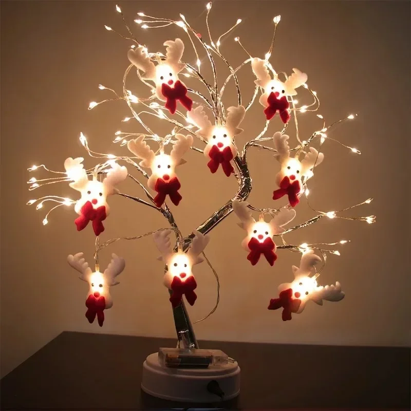 Plush Puppet Snowman Light String LED Christmas Old Man Head Elk Festival Decorative Light Creative Small Colorful Light