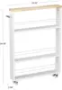 KLM 4 Tier White Slim Storage Cart with Handle, Slide Out Storage Rolling Utility Cart for Kitchen, Laundry, Narrow Places 6
