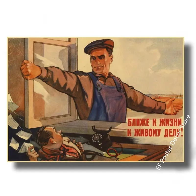 Vintage Stalin Ussr Cccp Poster Poster Aesthetic Prints And Posters Wall Art Retro Painting Home Room Cafe Club Dorm Wall Decor Peckshirt