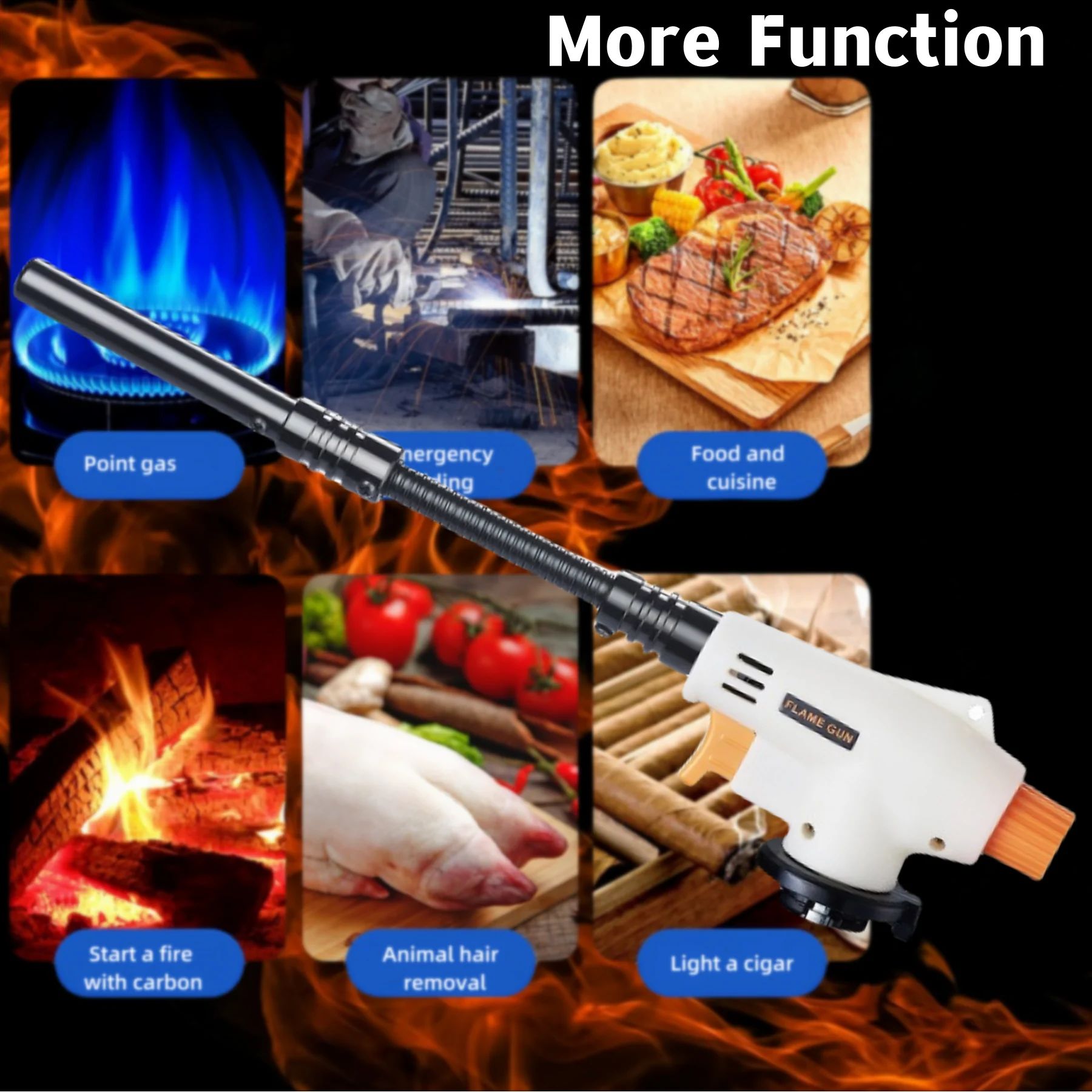 Gas Torch Butane Torch Welding Torch Portable Kitchen High Temperature Used for Cooking Charcoal Burning Barbecue