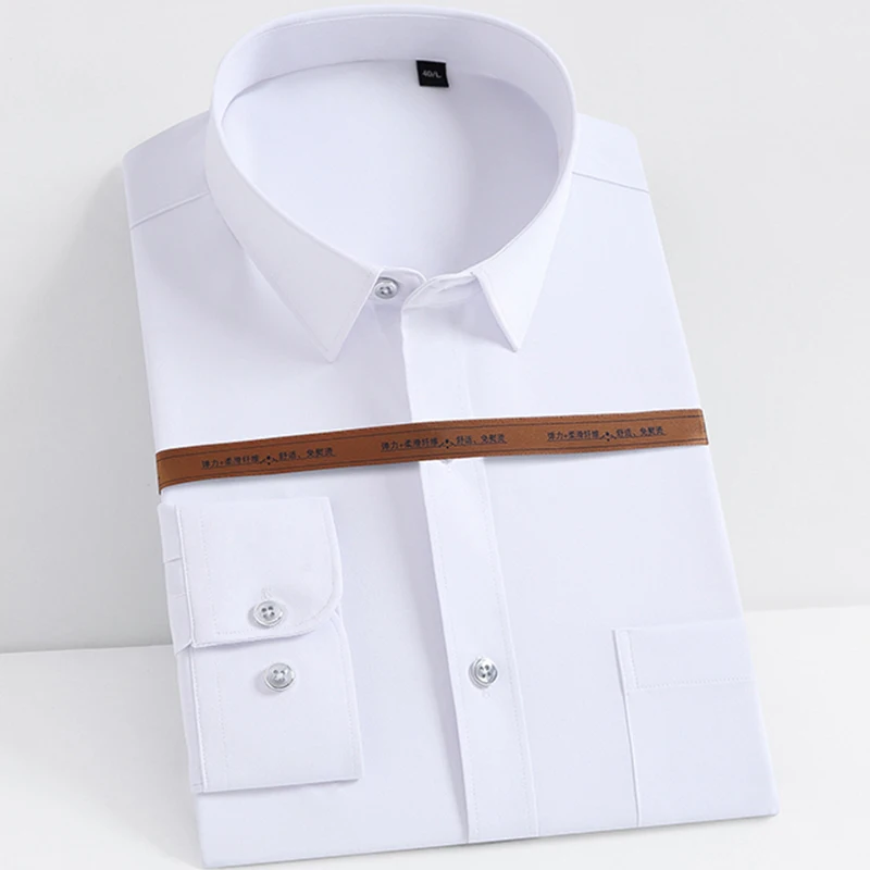 

New Stretch Cotton Fashion Stripe Men's Dress Shirts Long Sleeve Shirt For Man Slim Fit Camisa Social Business Blouse Male Shirt