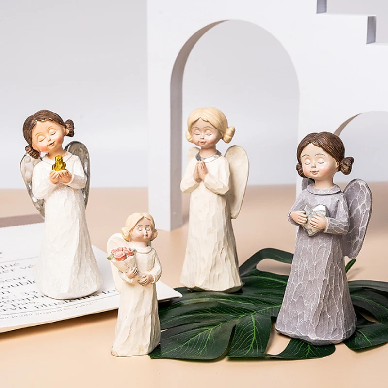 

Craft Decoration Baby Jesus Angel Manger Resin Ornament Hand Painted Decor Nativity Figures Statue Set