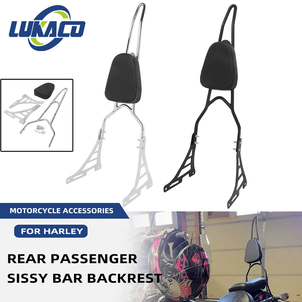 

For Harley Sportster XL1200 XL883 XL 72 48 Iron 2004-2023 Motorcycle Detachable Rear Passenger Backrest Sissy Bar W/Cushion Pad