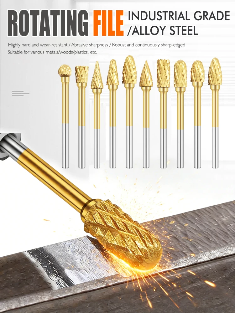 10pcs HSS Routing Router Drill Bits Set for Dremel Carbide Rotary Burrs ...