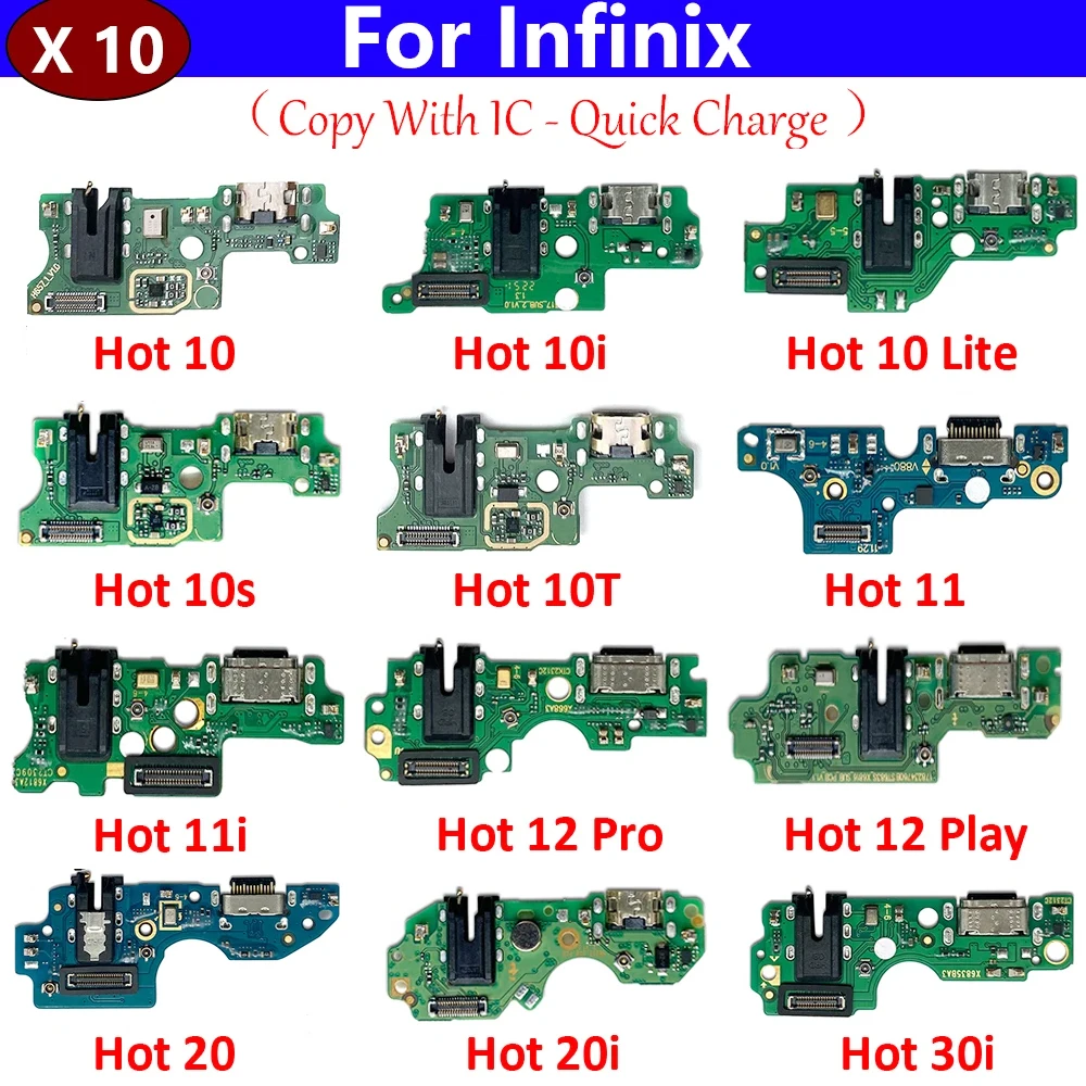 

10Pcs USB Charger Charging Dock Port Connector Flex Cable For infinix Hot 9 10 10i 10s 10T 11 11s 12 20 20i 30i Play Lite Pro 5G