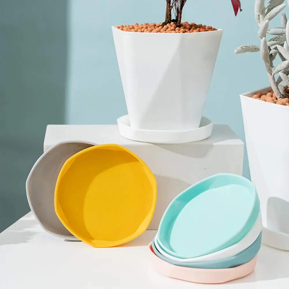 Lot De 3 Soucoupes De Plantes 18,5x18,5 Cm - Plastique Robuste, Blanc/Gris/Noir, Pour Pots Intérieur/Extérieur