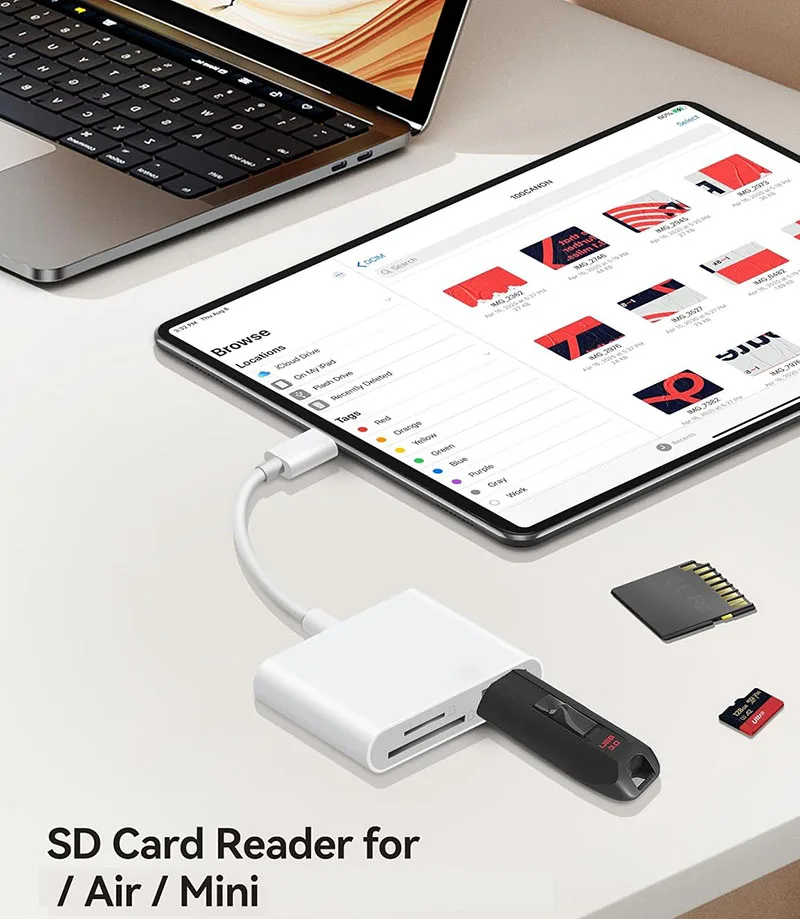 USB C SD 카드 리더 어댑터, 타입 C 마이크로 SD TF 카드 리더 어댑터, 3 in 1 USB C to USB 카메라 메모리 카드 리더 어댑터