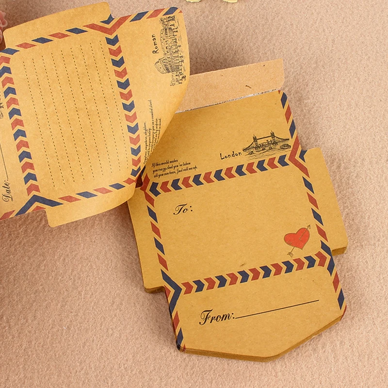 Folding Envelopes Vintage Kraft Paper Letter Writing Pads Message Notes Postcard Invitation Card Cover Office Supplies 45 Sheets