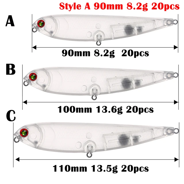 Lure Blanks, Unpainted Fishing Lures, 20pcs/lot 10cm 8.7g Wobble Plastic  Unpainted Crankbait Fishing Lures Blank Lure Bodies for Making Lures
