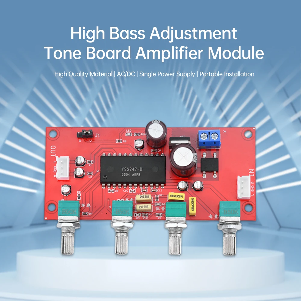 Sound Preamp Amplifier Volume Tone Control YSS247-D Audio Preamplifier AC5-16V/DC7-21V Treble Bass Volume Adjustment