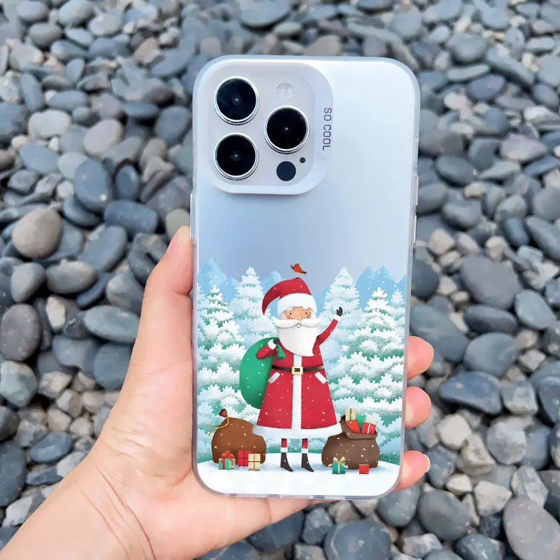 Luxus Cartoon Weihnachten Handy hülle für iPhone 14 15 Pro Max Plus 11 12 13 Mini Pro Max einfache Santa stoß feste Laser Matte Hülle – Detail 10