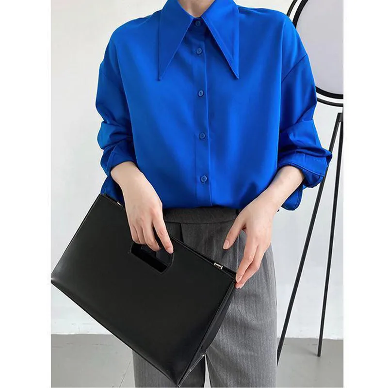 

Spring Autumn Office Lady Solid Long Sleeve Blouse Button Up Bottoming Shirt Female Clothes Simple All-match Top Women Blusa