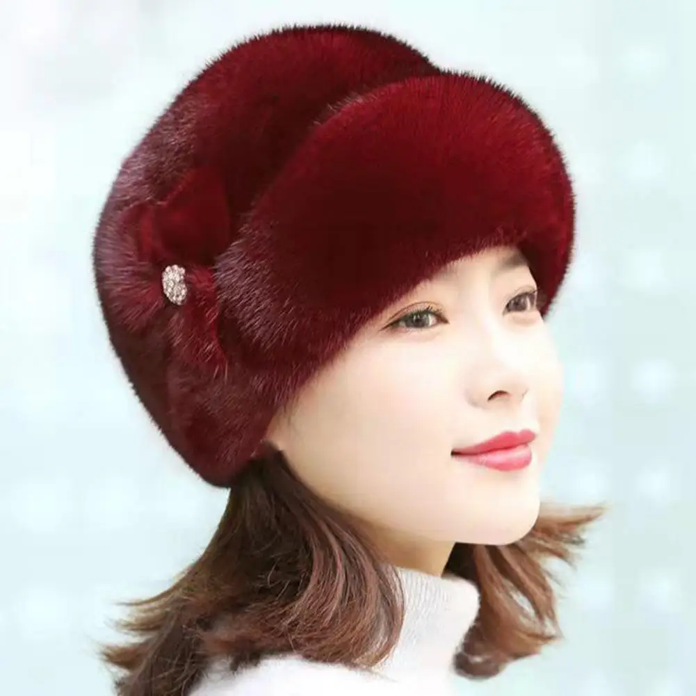 

Plush Imitation Mink Velvet Hat for Women Elegant Winter Ladies Hat Plush Imitation Mink Velvet Beret Windproof Warm Fashionable