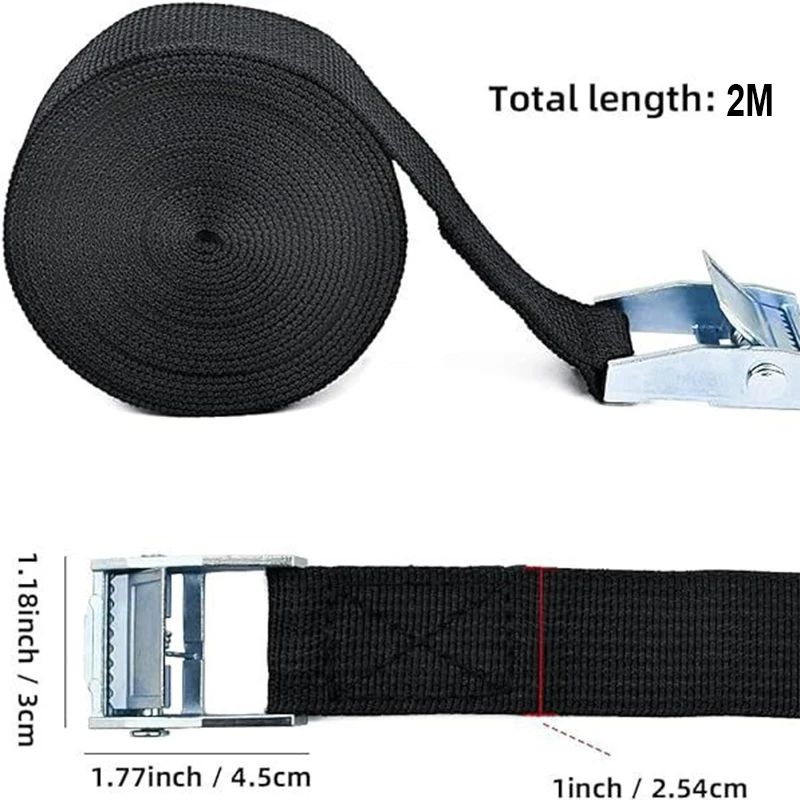 10pcs 2M Zinc Alloy Pressure Buckle Pallet Cargo Straps Luggage Fixed Car Fixed Tensioner Straps Ratchet Tie-Down Belt