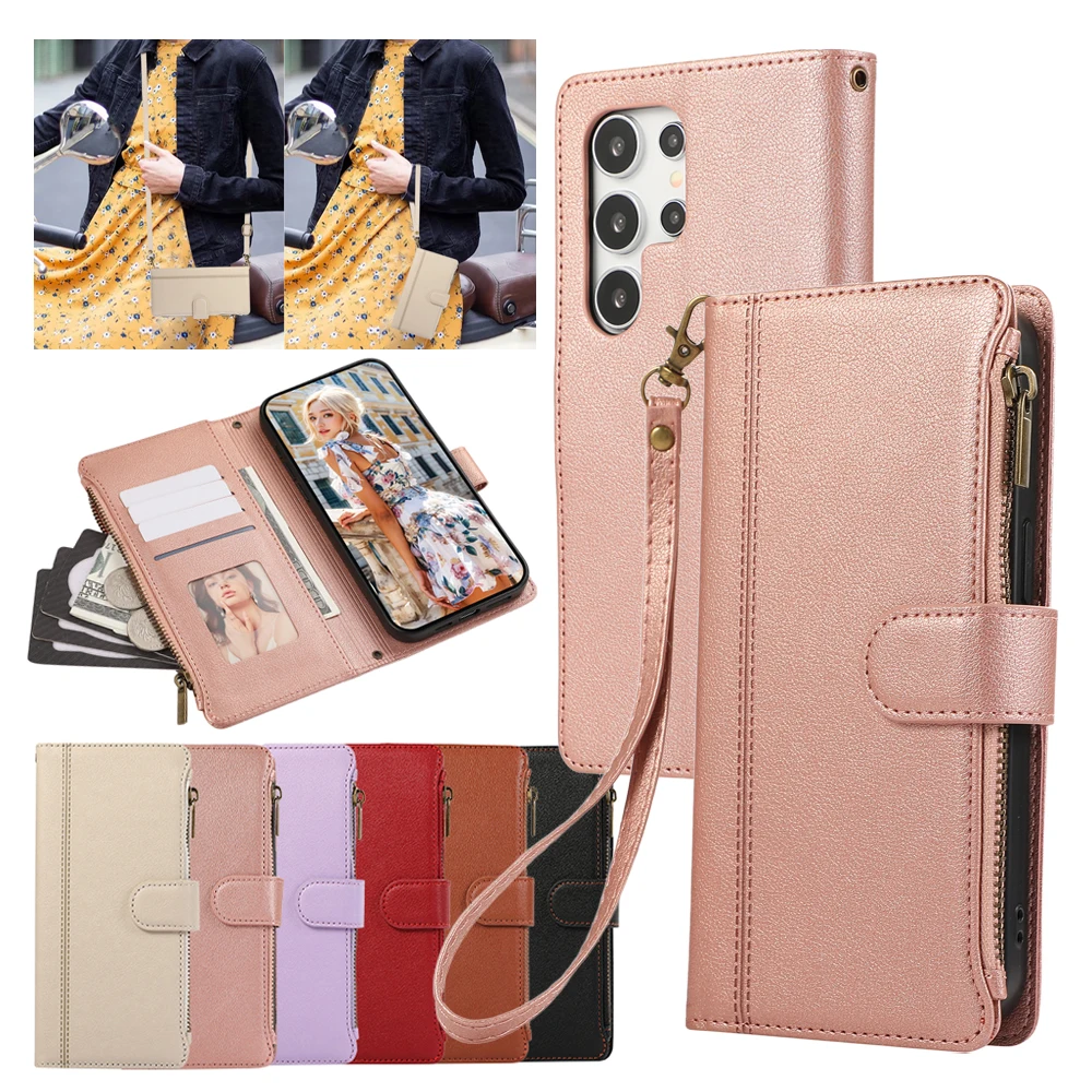 Leather Wallet Phone Case with Card & Cash Pockets - Stand Feature Included