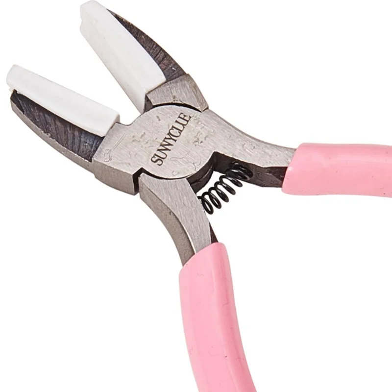 

45# Nylon Jaw Pliers Polishing Carbon Steel Flat Nose Plier for Jewelry Beading Bending Wire Forming Making Craft Tools