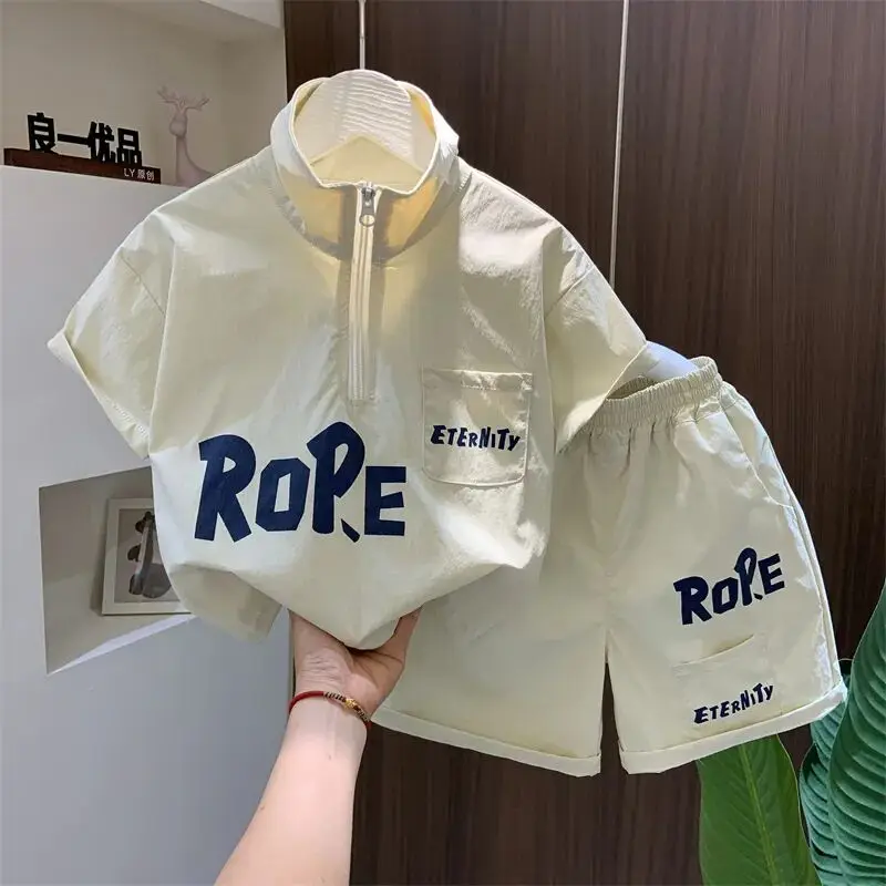 Boys' Summer Clothing Children's Thin Short sleeved Clothes New Boys' Baby Summer T-shirt Shorts Fashion Set