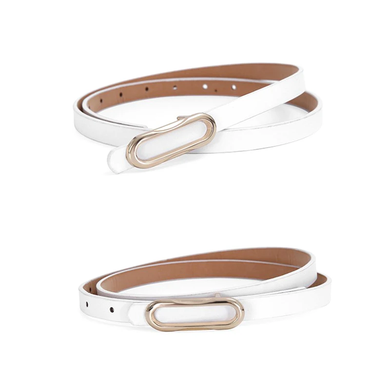 New Minimalist Versatile Women's PU Thin Belt Metal Buckle Matching Belt Female Sweater Adjustable Waistband Dress Jeans