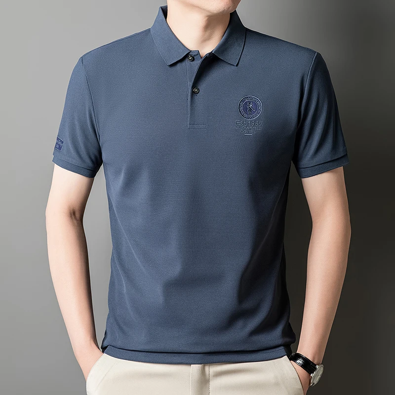 Hochwertiges Marken-Poloshirt für Herren mit Kurzarm, Modisches Rundes Abzeichen mit Geprägten Buchstaben, Atmungsaktives Sommer-Freizeitshirt mit Neuem Kragen – Detail 19