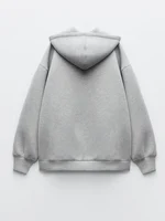 Autumn Winter Warm Long Gray Bomber Jacket With Hood Long Sleeve Big Pocket Zipper Jacket Coat Women Casual Outerwear Coat Tops 2