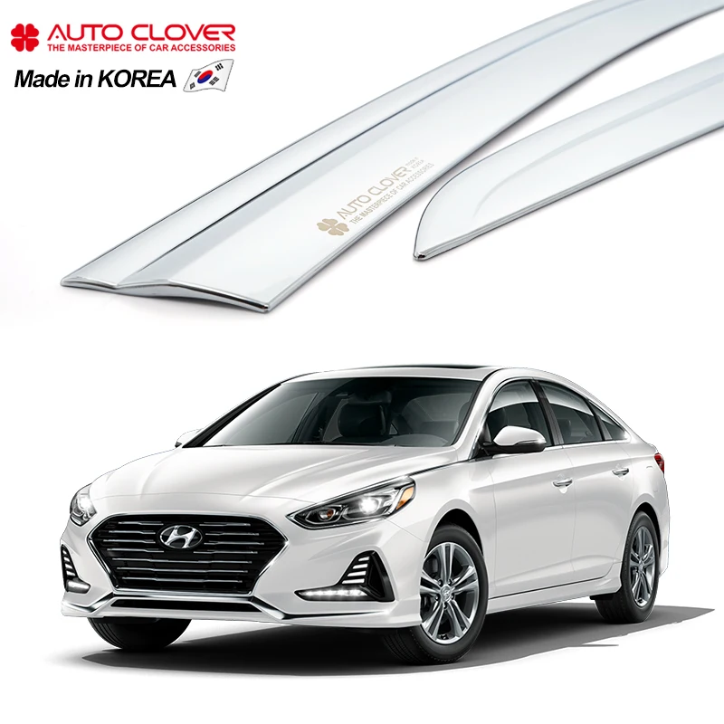AUTO CLOVER C568 For Hyundai Sonata (LF) Chrome Window Trim Accessories Door Viso Weathershields Wind Rain Guard Shades