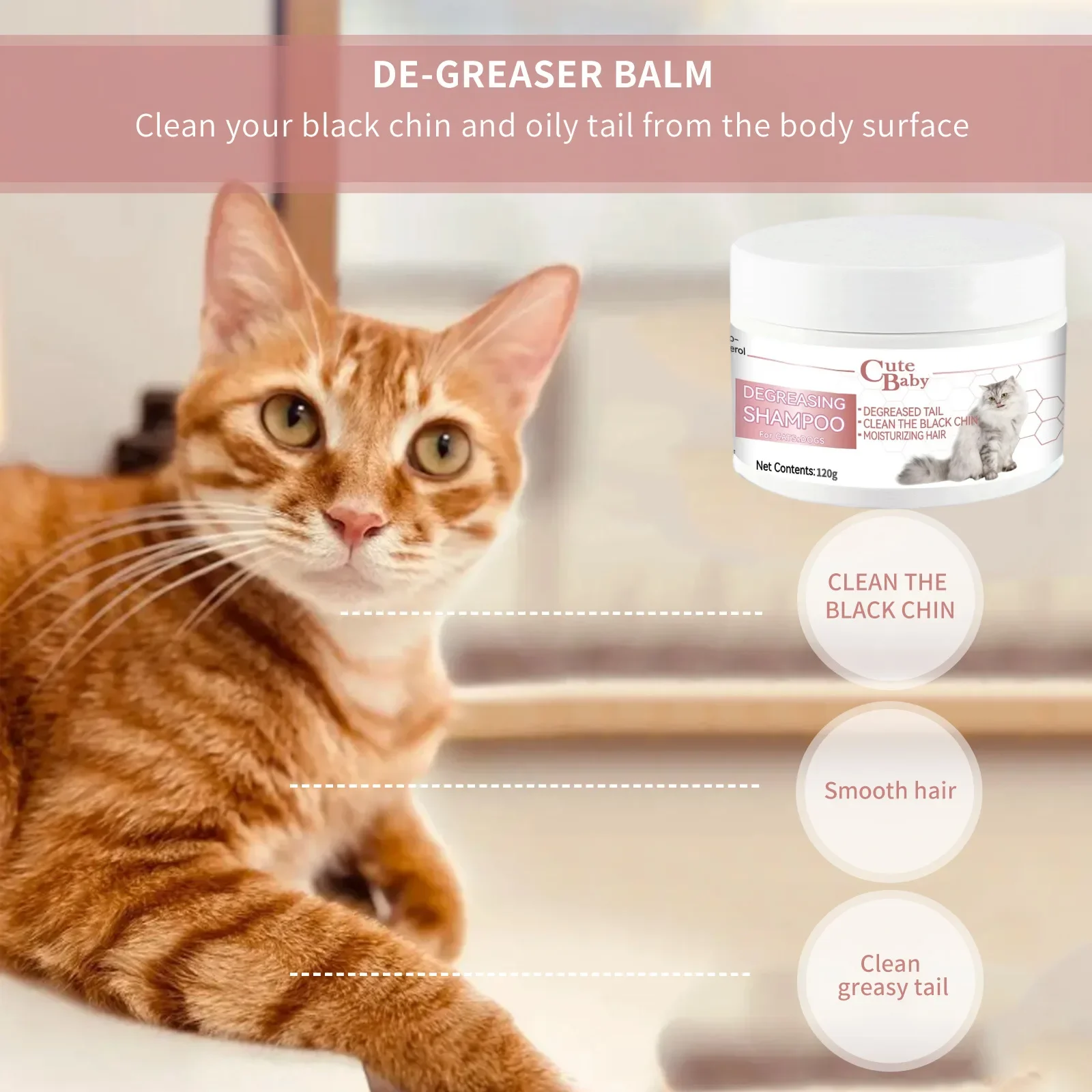 Pasta desengrasante para gato, 120g, concentrado, para lavado corporal, capa lisa, limpia la barbilla negra, eliminador de manchas de aceite, productos de limpieza para mascotas 1