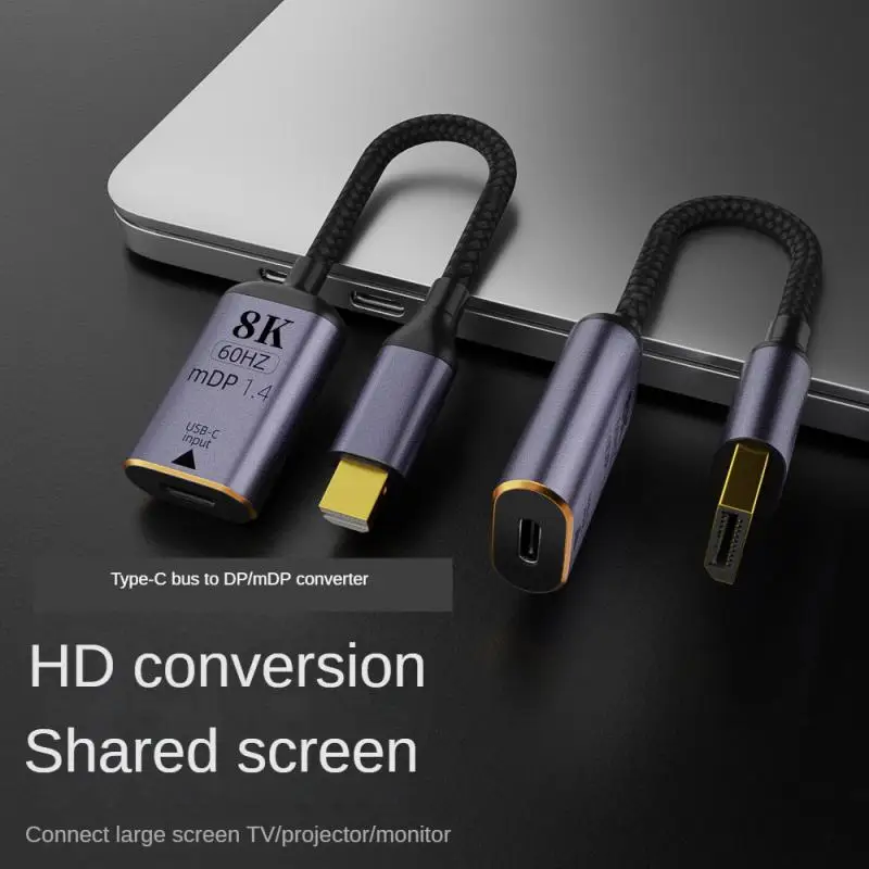 노트북 TV용 프리미엄 HDMI 호환 USB-C 비디오 어댑터, C타입 DP/미니 DP 변환기, 수-암, 8K 60Hz