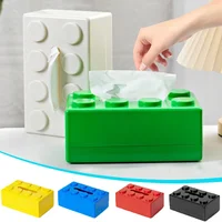 Creative Building Blocks Tissue Box Punch-free Wall-mounted Tissue Box Bathroom Waterproof Tissue Box 1