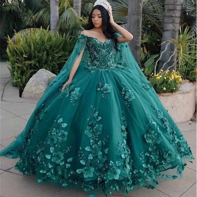 

Hunter Green Tulle Quinceanera Dresses Ball Gown Birthday Party Dress Lace Up Graduation Gown vestidos de quinceañera 2024 With