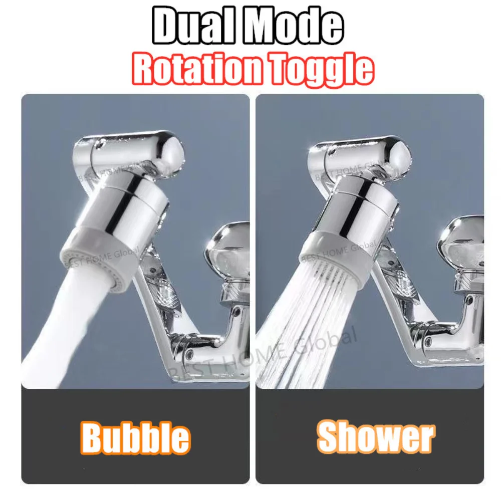 1080° Rotation Kitchen Faucet Extender Aerator Plastic Splash Filter Kitchen Washbasin Faucets Bubbler Nozzle Robotic Arm