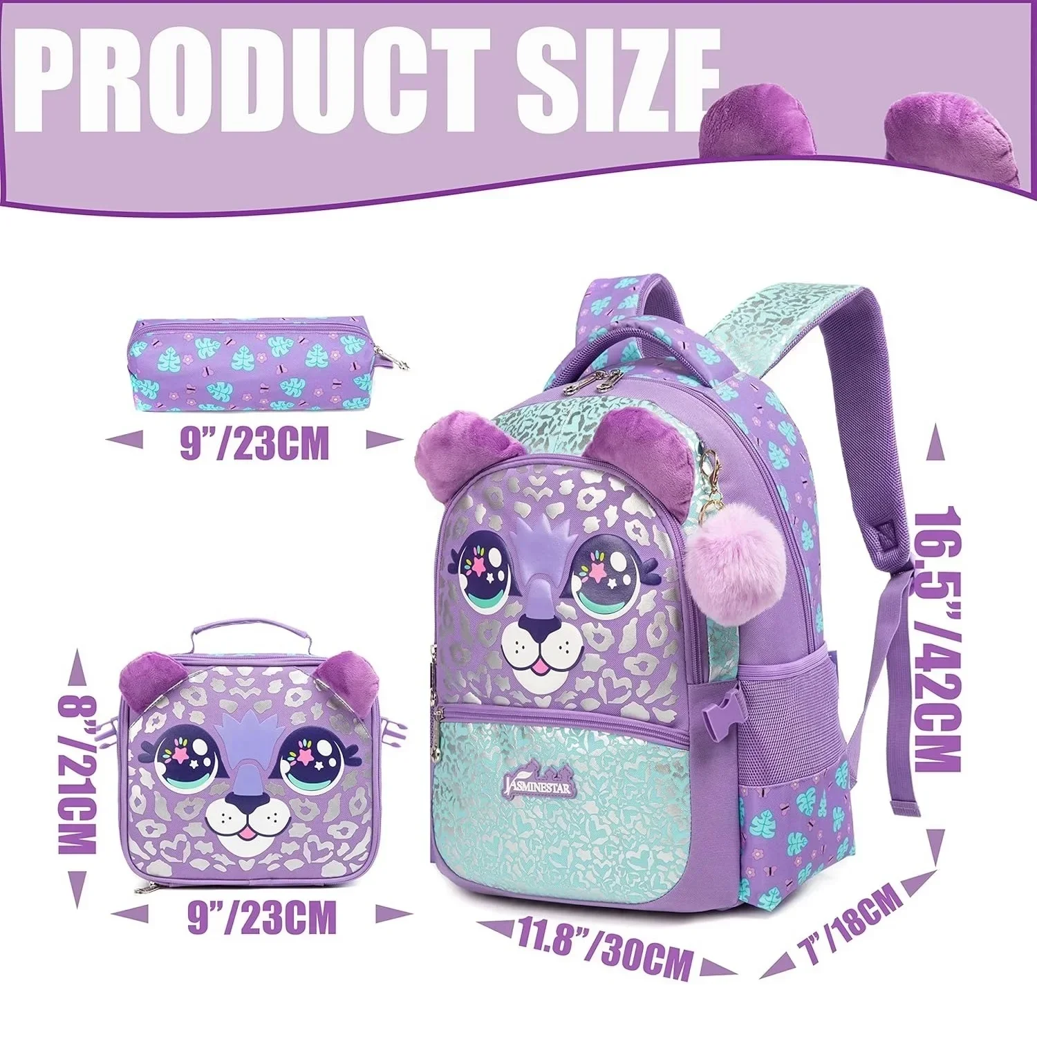 3PCS Kids Backpacks for Girls Cute School Bag with Lunch Box Pencil Case Primary Child School Backpacks Back To School Girls Bag - 5